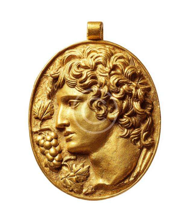 Golden classical profile medallion pendant