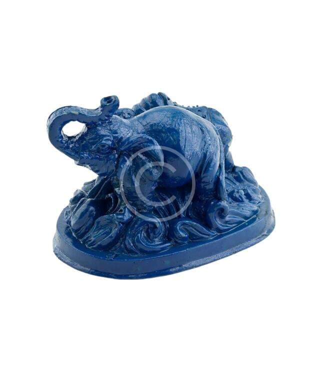 Blue glazed elephant figurine